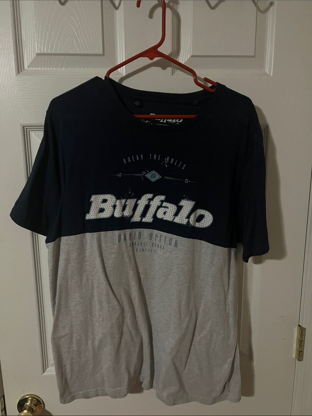 Buffalo David Bitton Navy and Light Gray Two-Tone Graphic Crew Tee